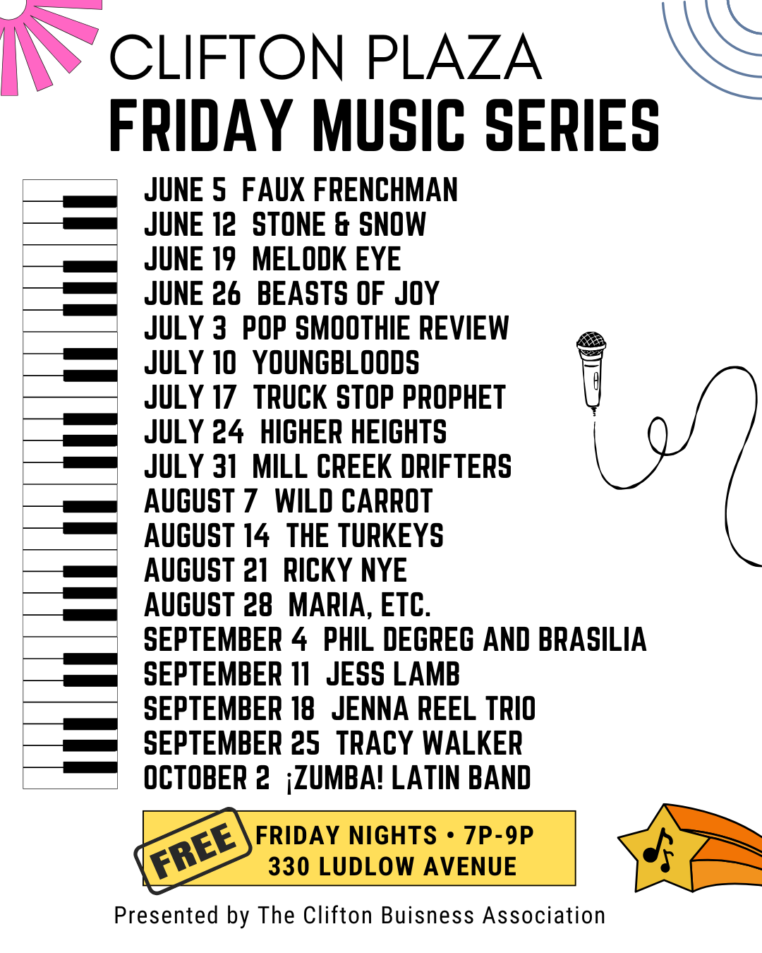Clifton Plaza Cincinnati Ohio Friday Night Music Series Schedule 2026